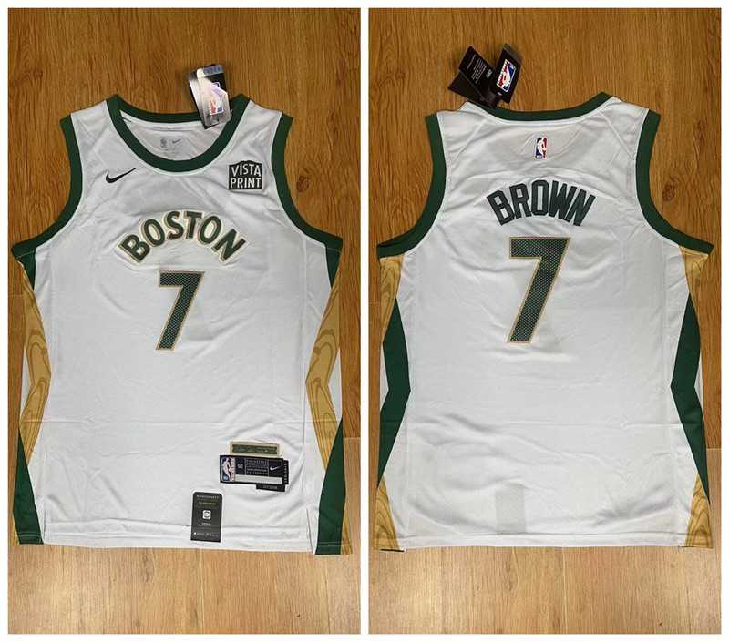 Celtics 7 Jaylen Brown White Nike 2023-24 City Edition Swingman Jersey